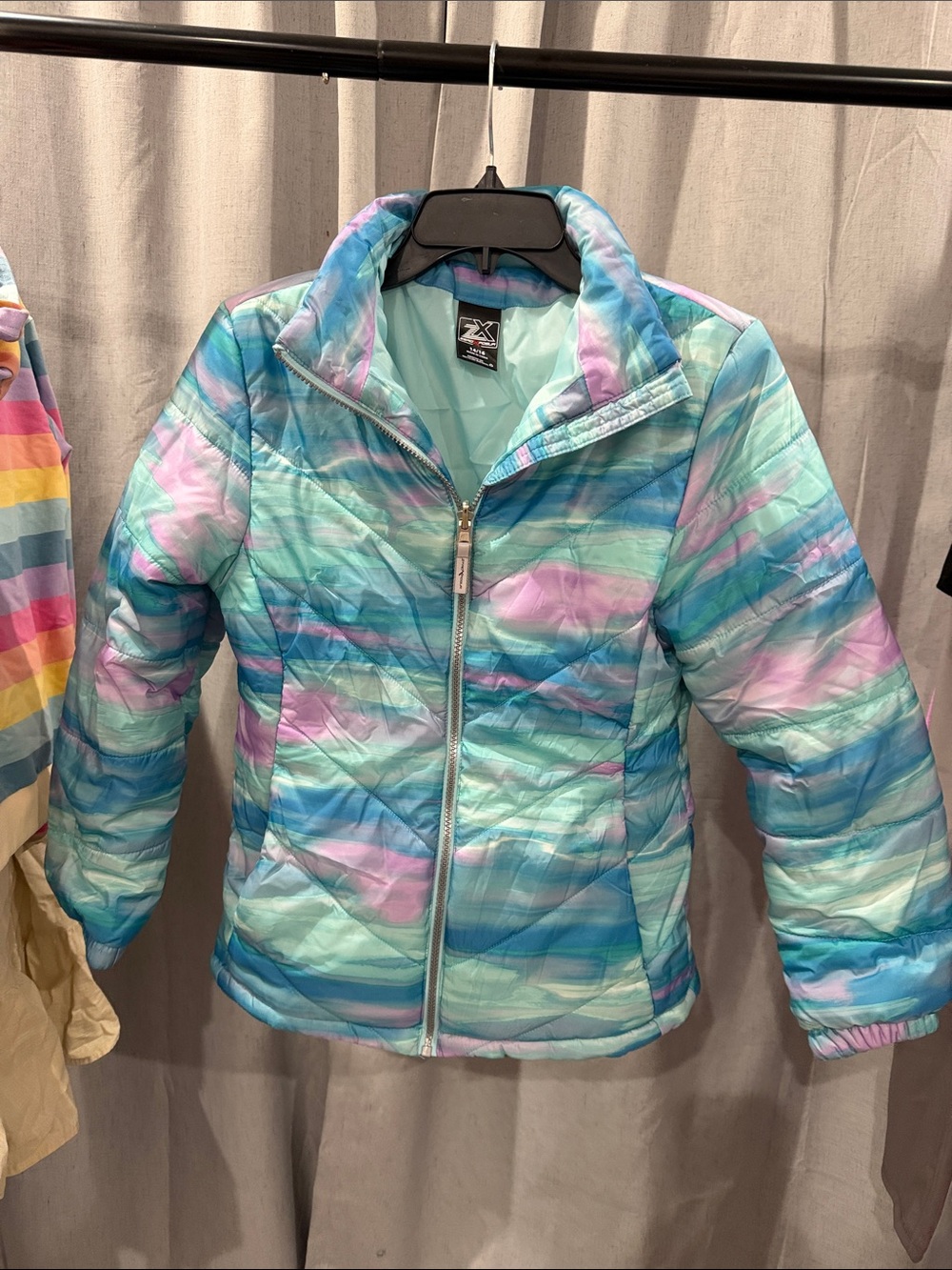 ZeroXposur Girls Pastel Blue Mint Pink Quilted Jacket